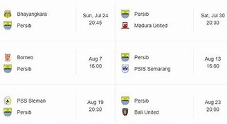 Jadwal Persib Bandung Kemarin